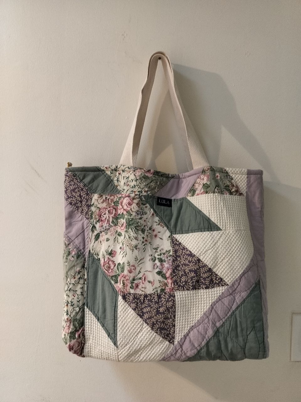 Extra Large Vintage Patchwork Quilt Tote – Handmade, One of a Kind - Image 3