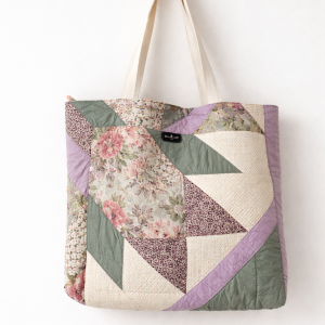 Extra Large Vintage Patchwork Quilt Tote – Handmade, One of a Kind